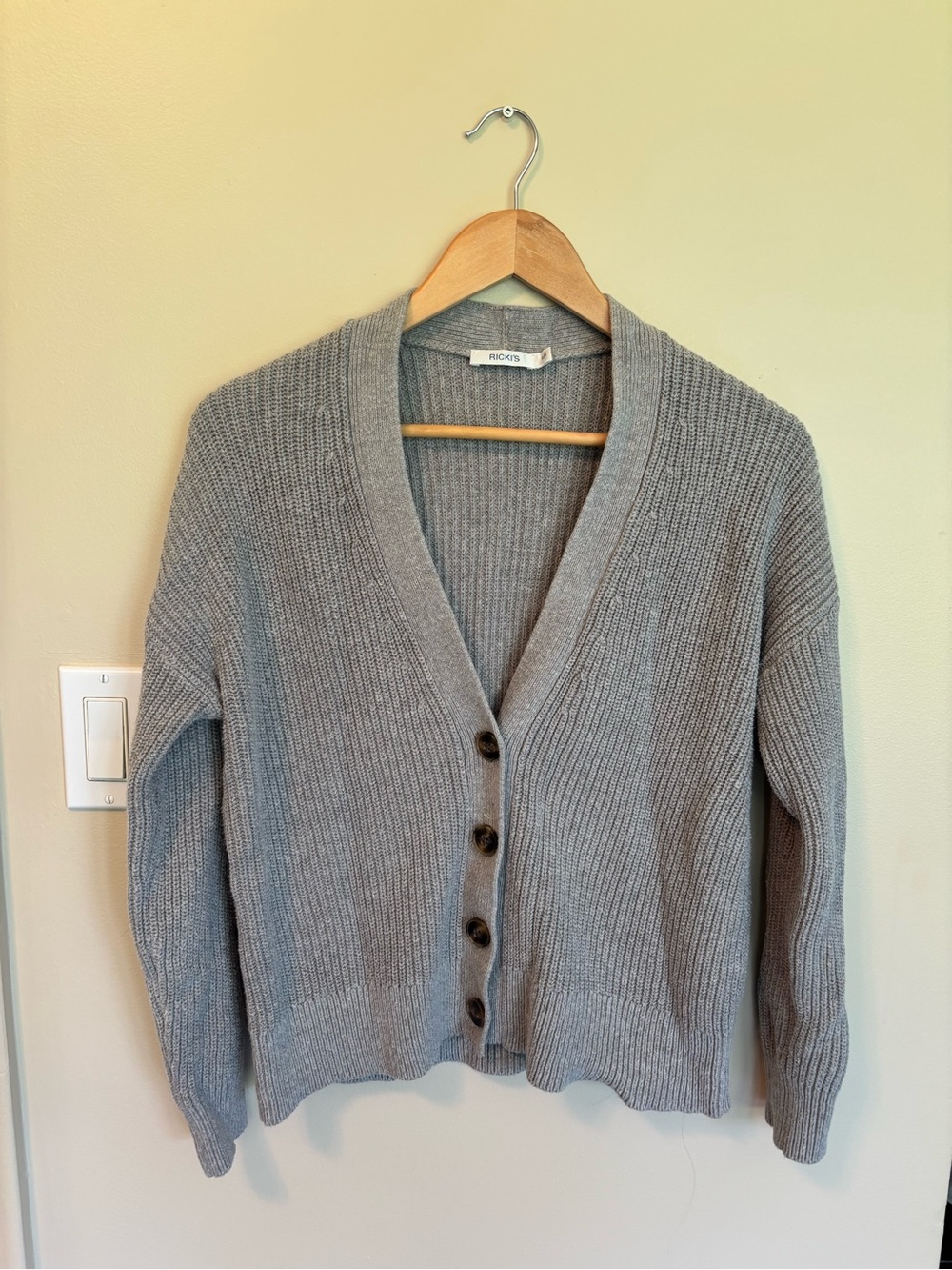 Ricki's Heather Gray Ribbed V-Neck Button Cardigan